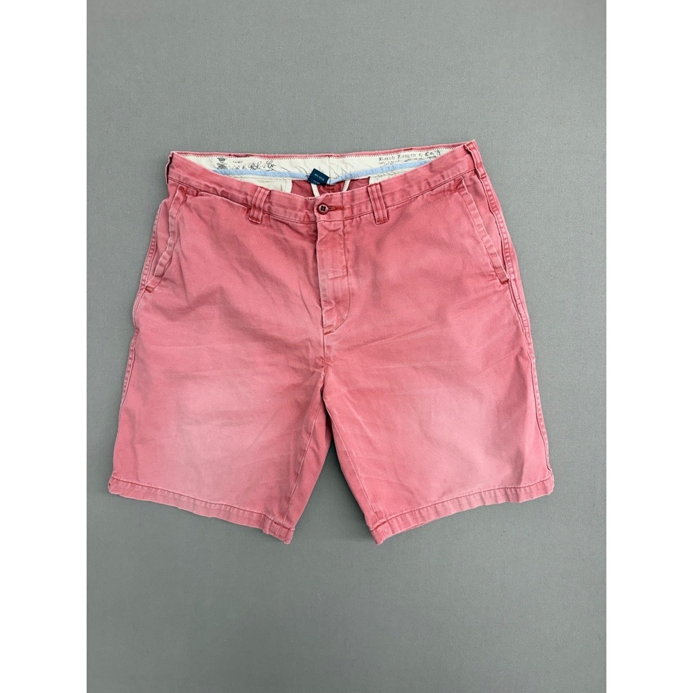 Polo Ralph Lauren GI Short Fit Mens 34 Faded Red Chino Shorts RL-5 Pennant Logo
